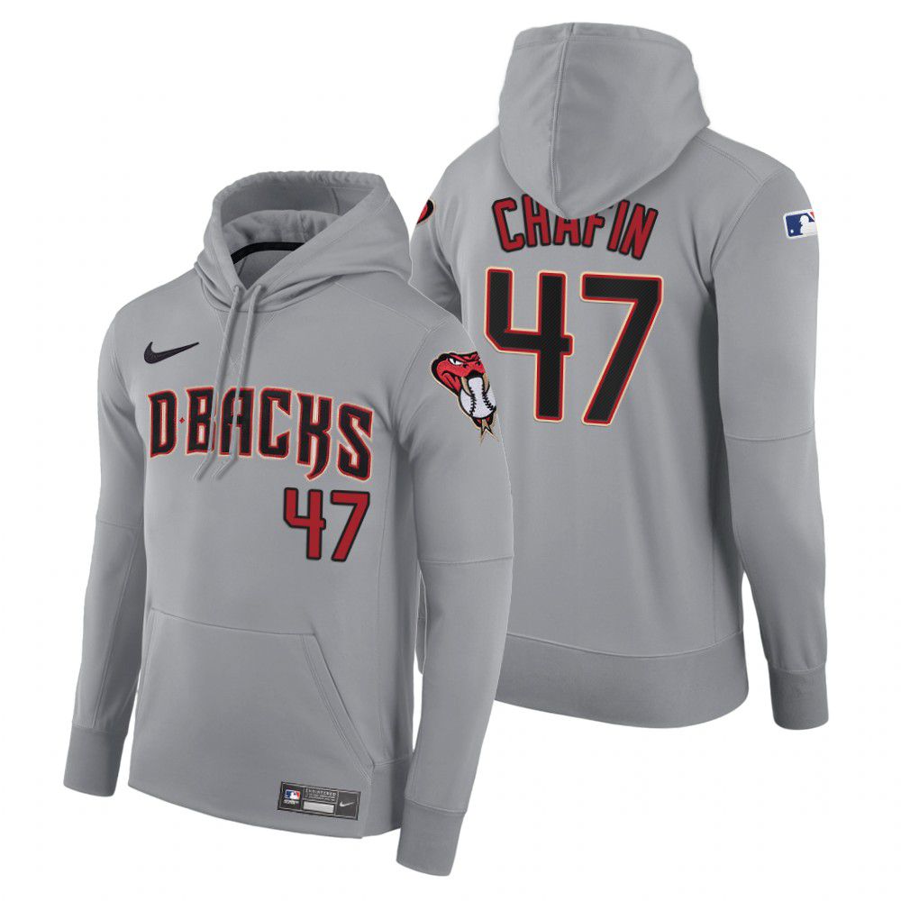 Cheap Men Arizona Diamondback 47 Chafin gray road hoodie 2021 MLB Nike Jerseys